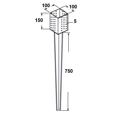 Забивная опора столба под брус 100х100 длина 900