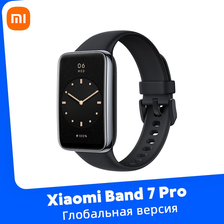 XiaomiУмныечасыГлобальнаяверсияMiBand7Proсмарт-браслетасAMOLED-экраномиGPS-навигатором,46mm,Черный