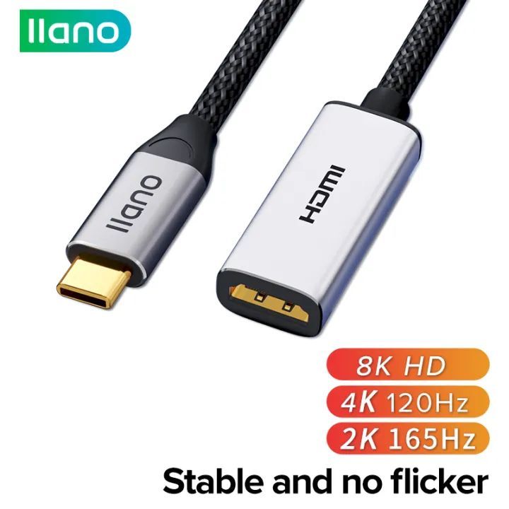 LLANOВидеокабельUSBType-C/HDMI,0.2м,светло-серый