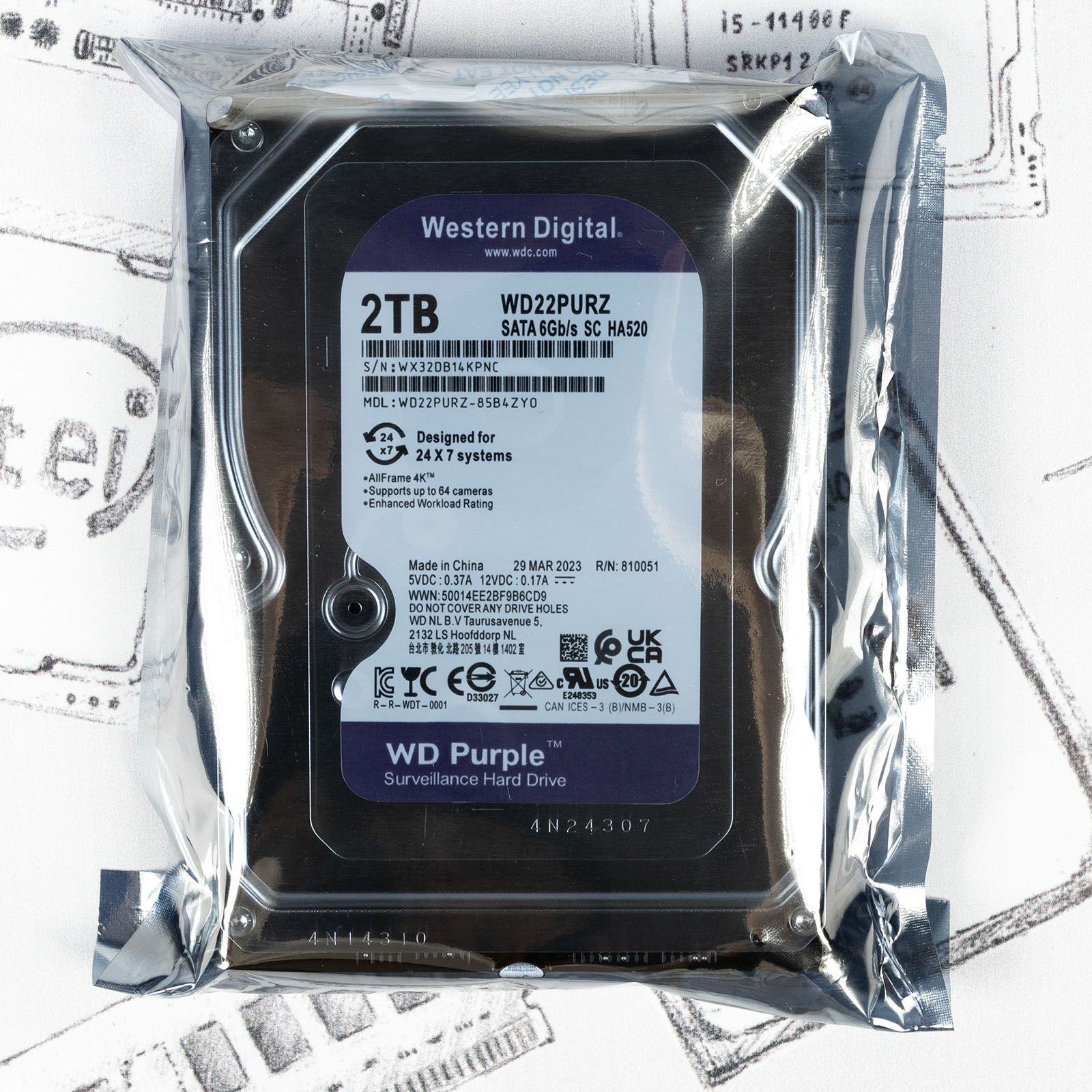 WesternDigital2ТБВнутреннийжесткийдиск(WD22PURZ)