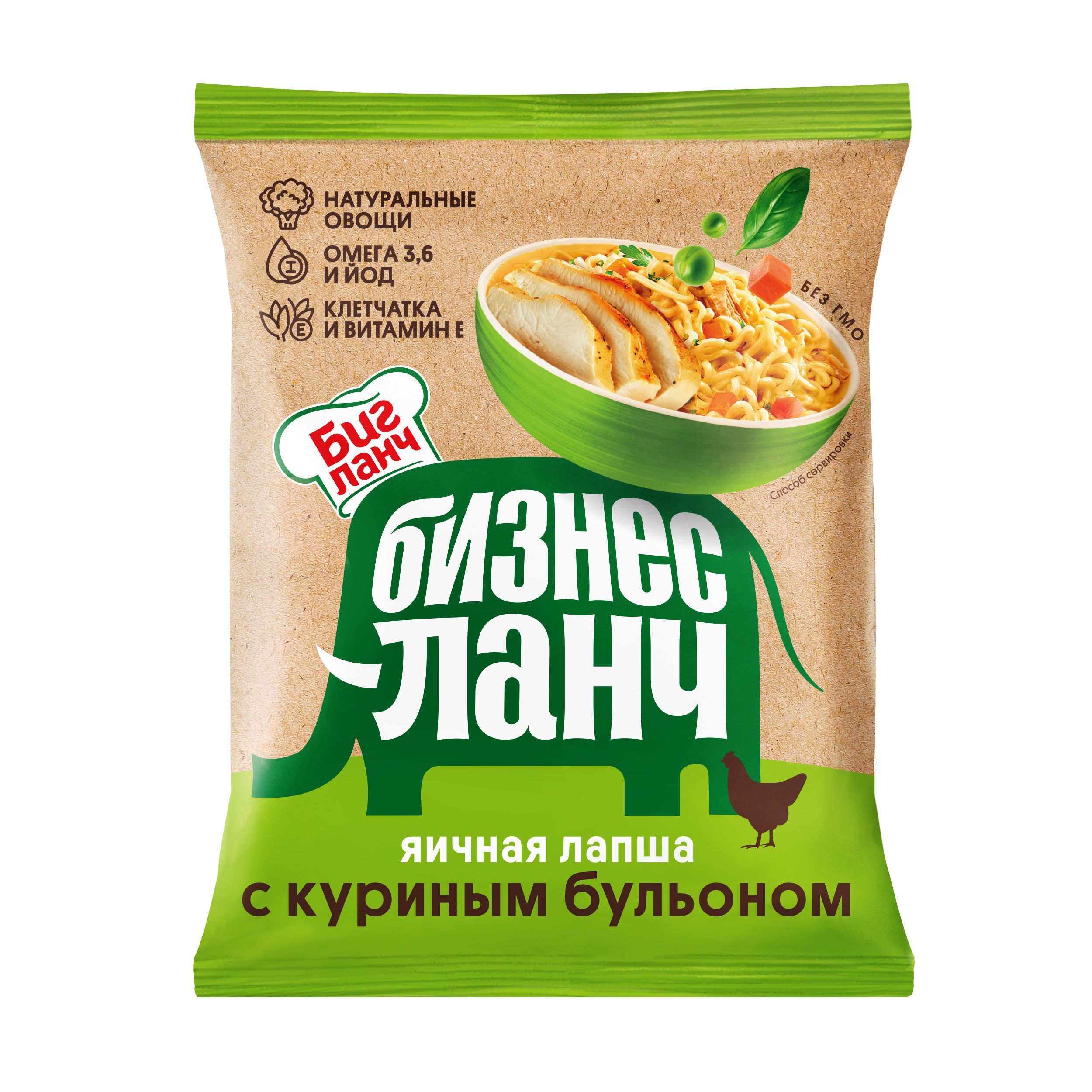 Бизнес Ланч Лапша быстрого приготовления с куриным бульоном (NEW), 60 г *  100 шт.