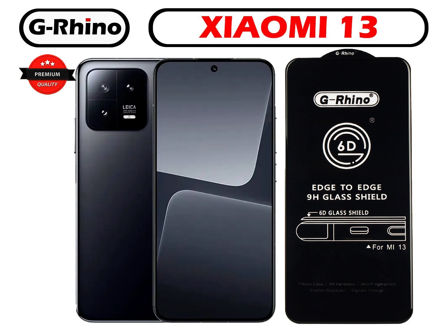 Защитное стекло G-Rhino для Xiaomi 13 5G / Закаленная прозрачная защита 9H  на экран для смартфона Ксиаоми 13 с 5G / Противоударная бронь на дисплей  телефона Ксиоми от падений - купить с