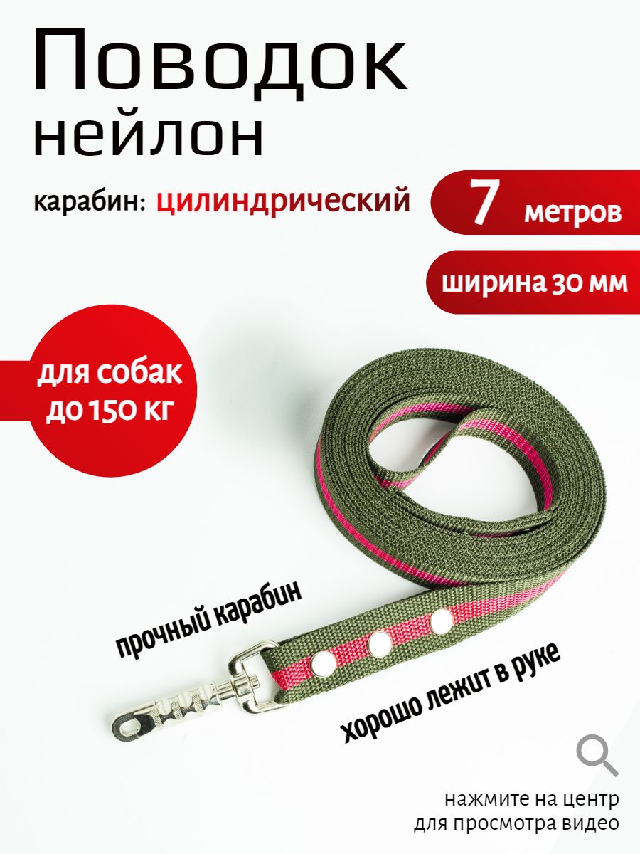 Поводок для собак с цилиндрическим карабином нейлон 7 м х 30 мм  (Зелено-красный) - купить с доставкой по выгодным ценам в интернет-магазине  OZON (1249392659)