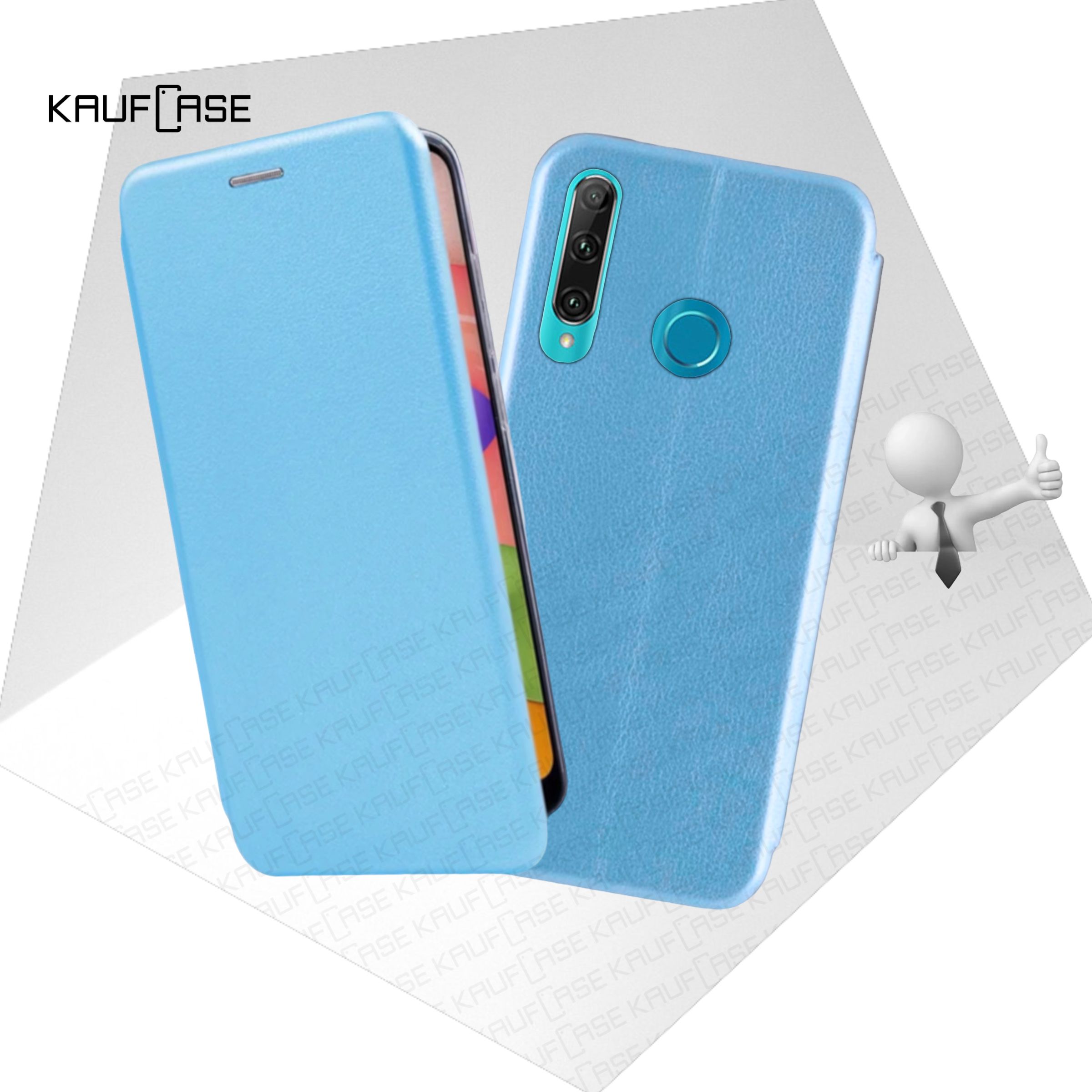 Чехол книжка KaufCase для телефона Huawei Honor 9C /P40 Lite E (ART-L29N) (6.39"), голубой. Трансфомер