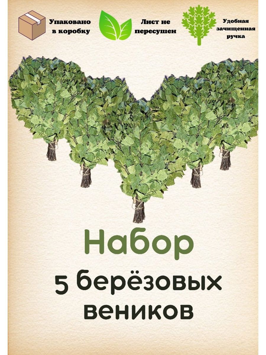 Веник для бани Березовый, 5 шт. 