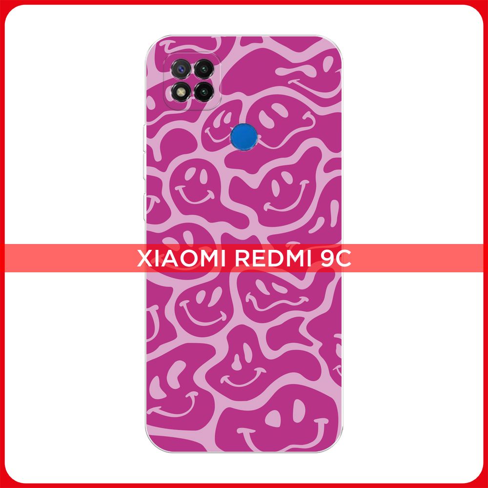 Силиконовый чехол на Xiaomi Redmi 9C / Сяоми Редми 9C Жидкие розовые  смайлики - купить с доставкой по выгодным ценам в интернет-магазине OZON  (760975700)