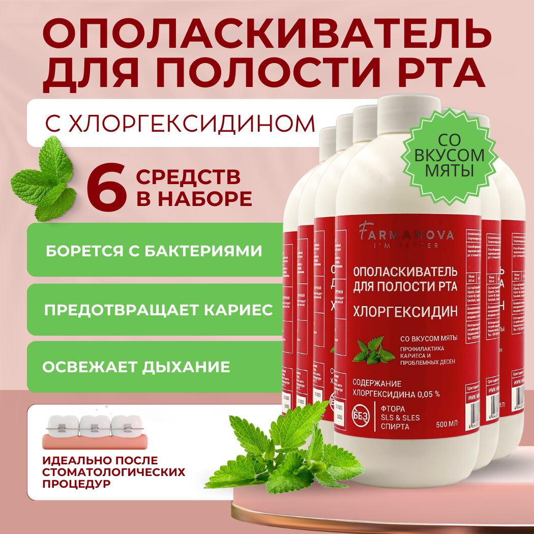 ОполаскивательдляполостиртаХЛОРГЕКСИДИН500млсовкусоммятых6шт/Ополаскиватель/Дляполостирта.Уцененныйтовар