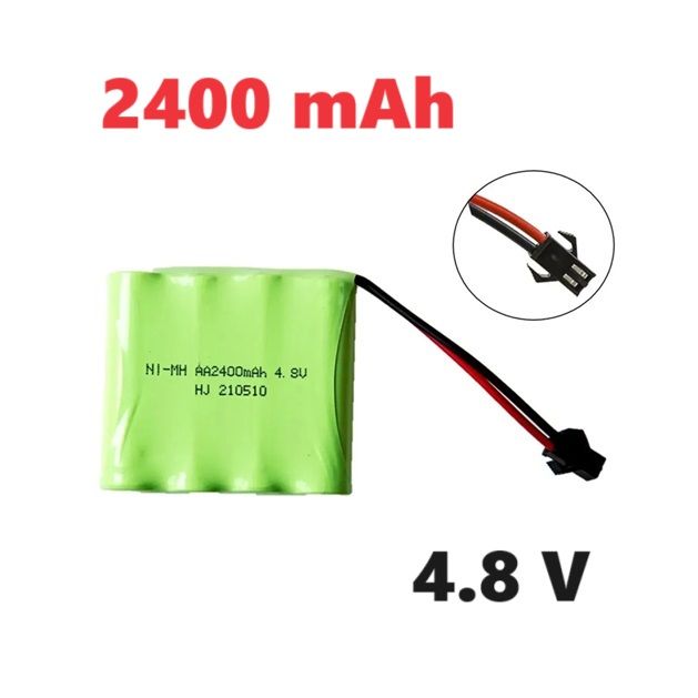 АккумуляторNI-MNBattery2400mah4.8Vбатарейка4,8вольтразъемчерныйSM-2Pзапчаститанковыйбой,экскаваторз/чSM