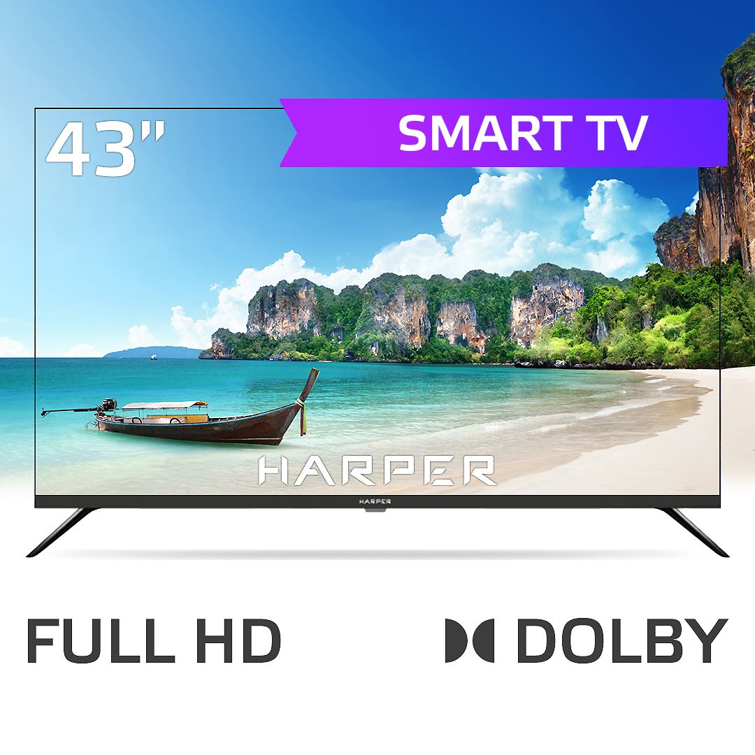 Harper Телевизор 43F660TS / Smart TV / Android 11 / Frameless DESIGN 43" Full HD, черный