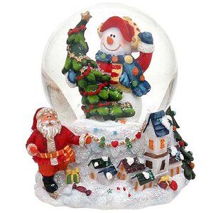 Снежный шар Снеговик Альфред танцует с ёлочкой танго, 9*8 см (Sigro)