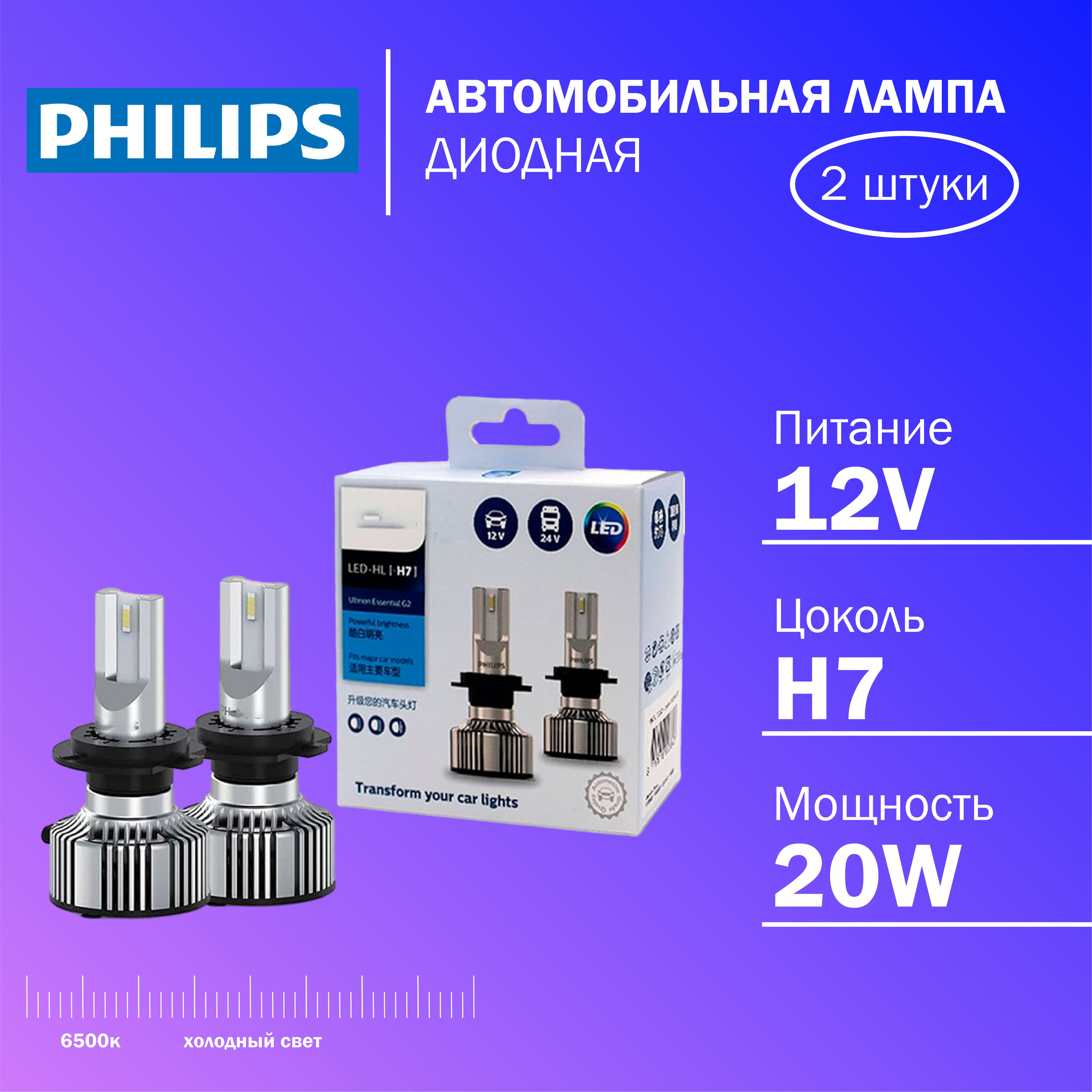 Philips H7 Ultinon Essential Led 6500K – купить в интернет-магазине OZON по  низкой цене