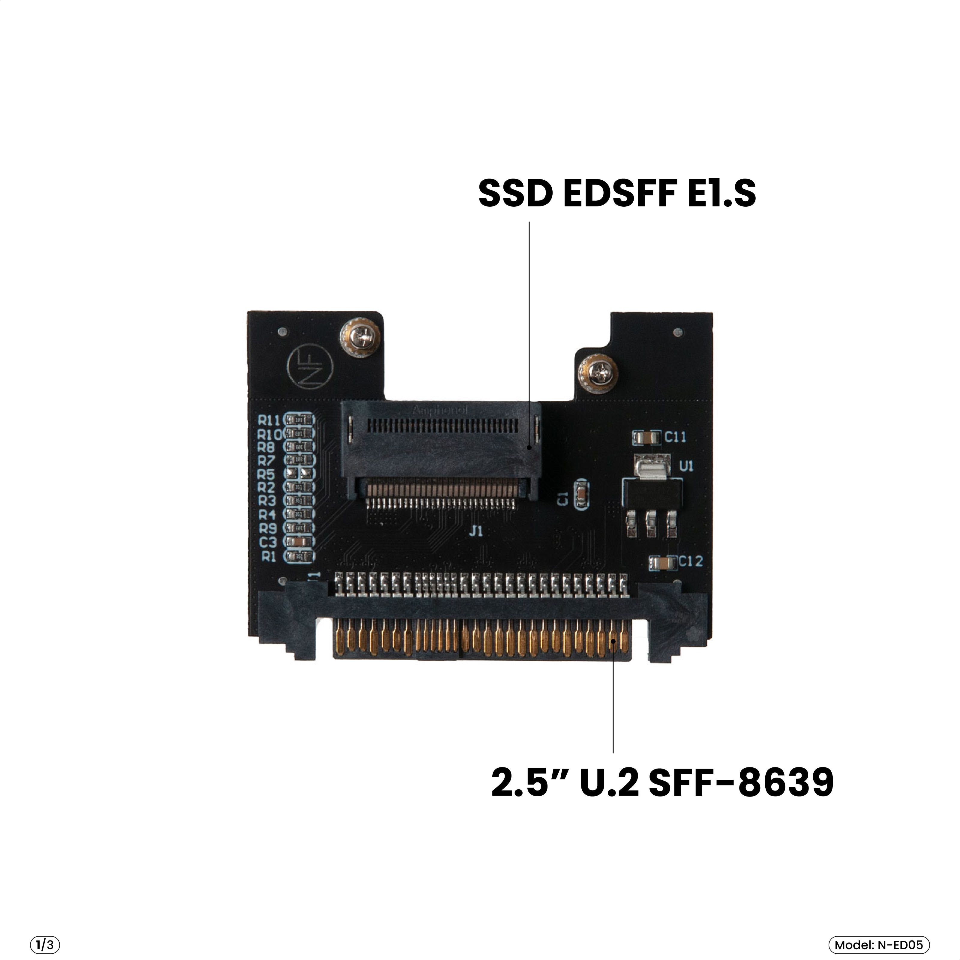 Адаптер-переходникдляустановкиSSDEDSFFE1.Sвразъем2.5"U.2SFF-8639,черный,NFHKN-ED05