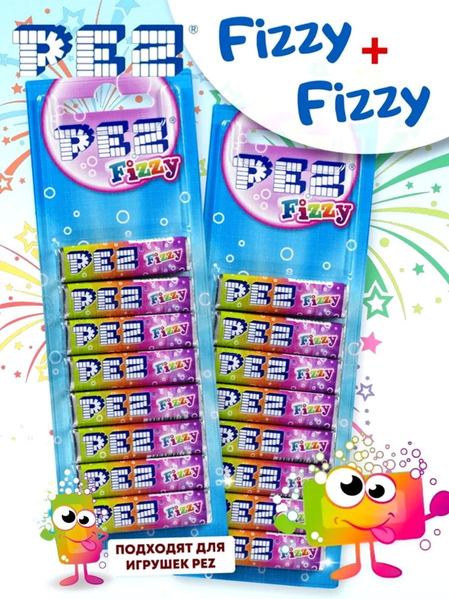 PEZ Конфеты Fizzy -Фиси (набор из 2уп). Срок годности до 25.03.2026.