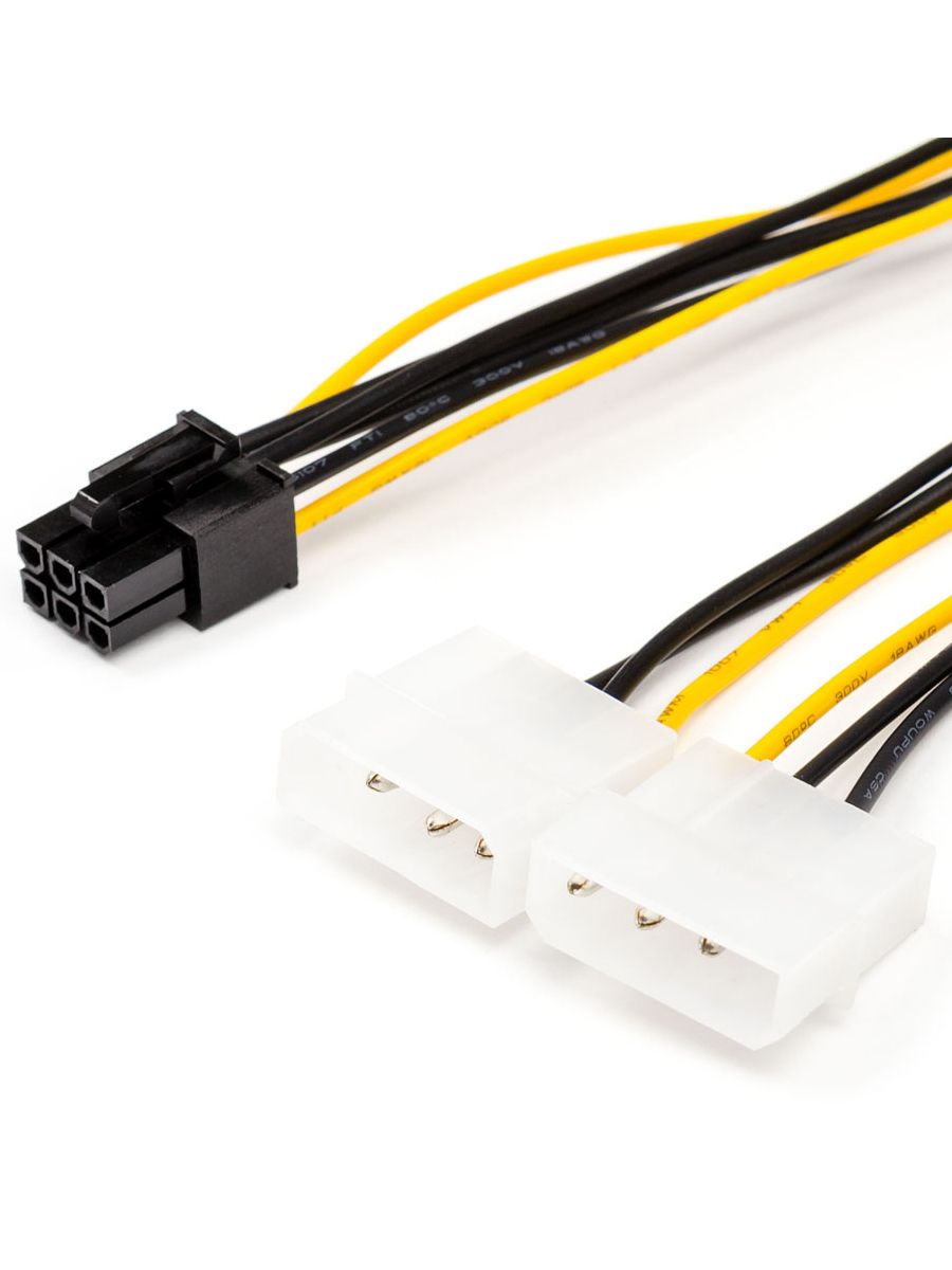 Кабель переходник Molex M x2 - PCIe 6pin M, 20см