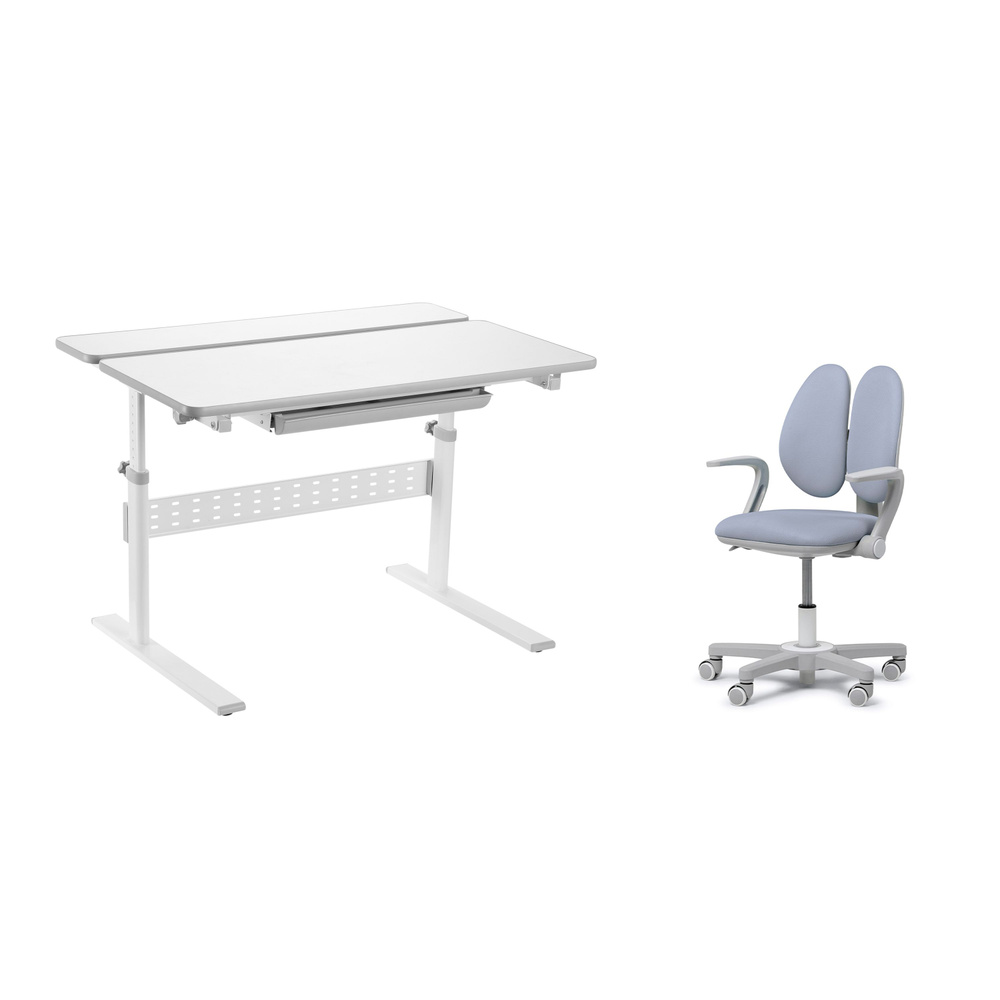 FunDesk Комплект парта + стул Трансформер Комплект парта Colore Grey + кресло Mente Grey с подлокотниками, #1