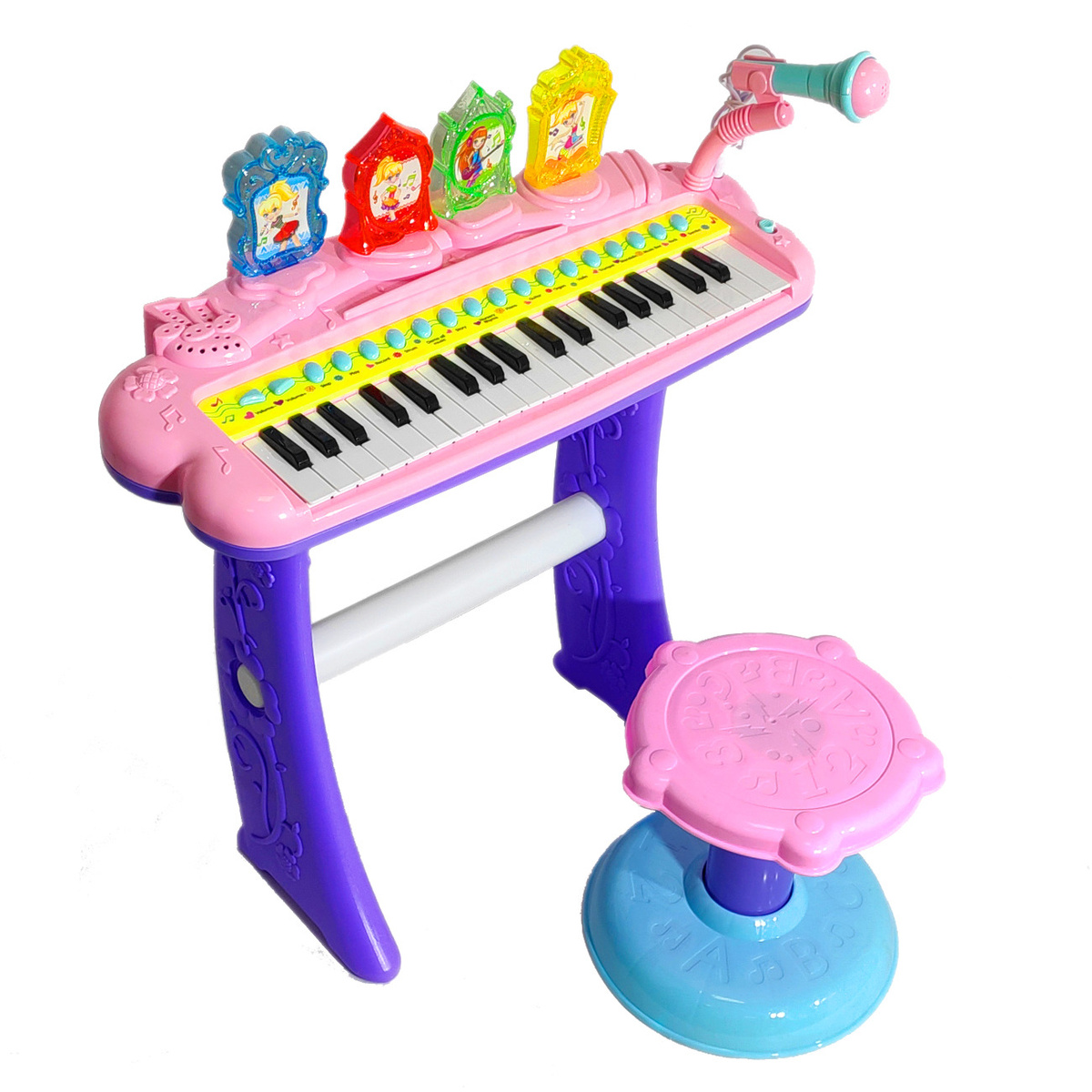 Детский синтезатор со стульчиком (2269-207) бирюзовый, 37 клавиш
