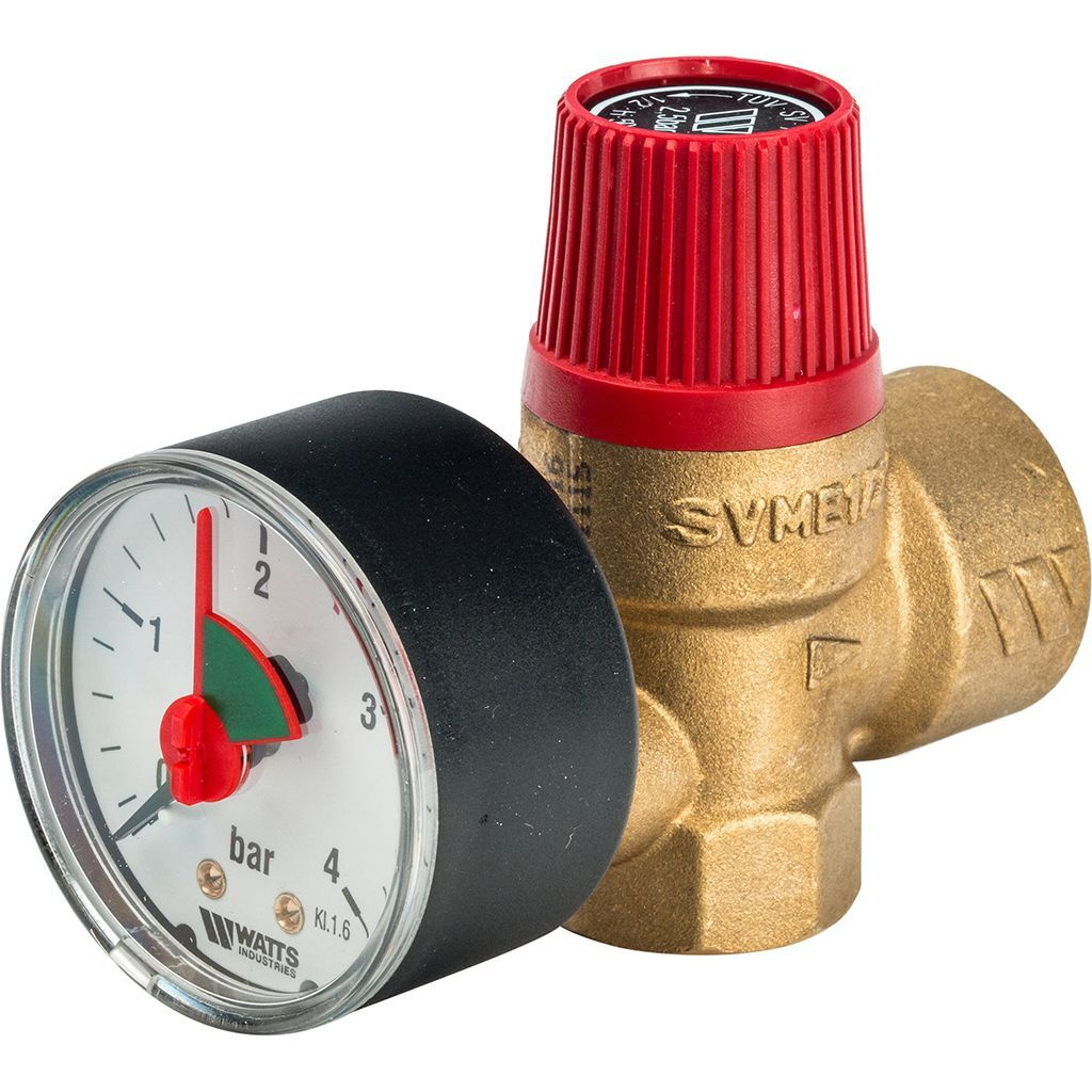 Предохранительный клапан с манометром SVM30 3 бар 1/2\", Watts 10004648 ...