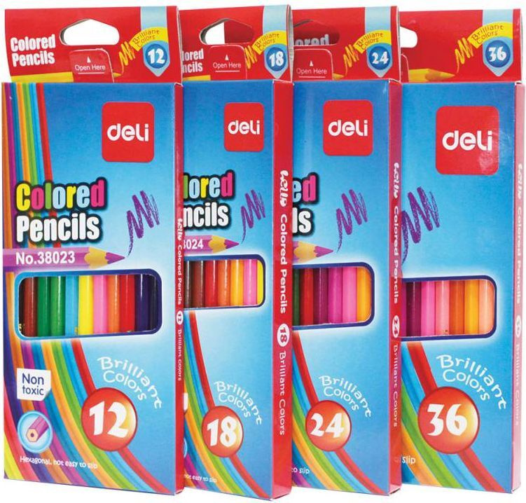Карандаши цветные 24 цвета Deli Colored Pencil грифель 3,0 мм деревянные заточенные в картонной упаковке #1