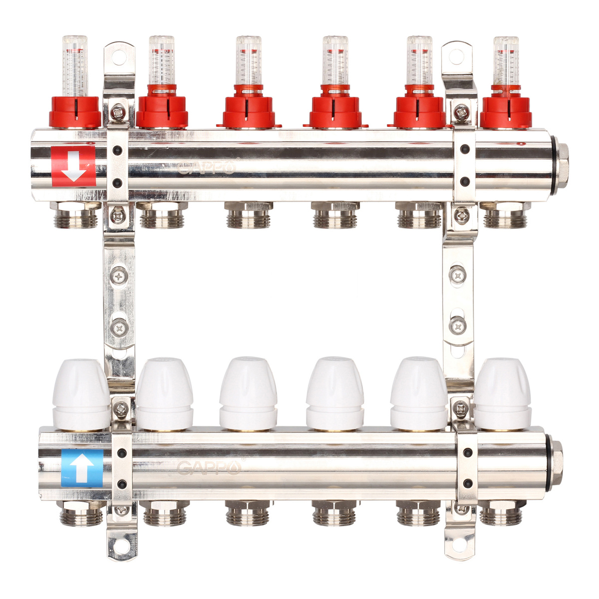 Коллектор регулируемый с расходомерами из латуни Gappo G423.6 6-вых.x1 ...