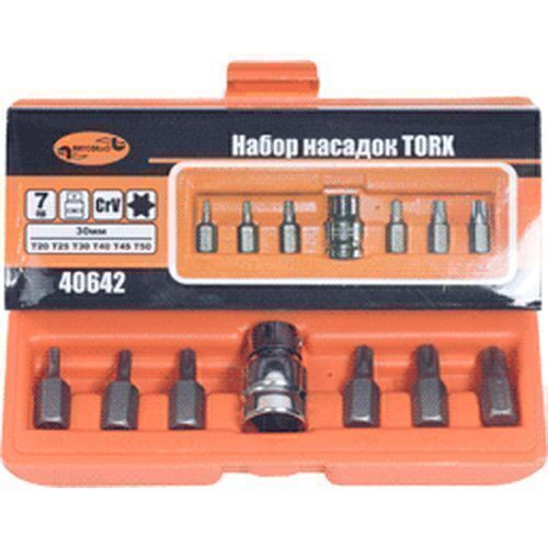 Набор бит TORX (звездочки) 3/8" с отверстием  7 предм.