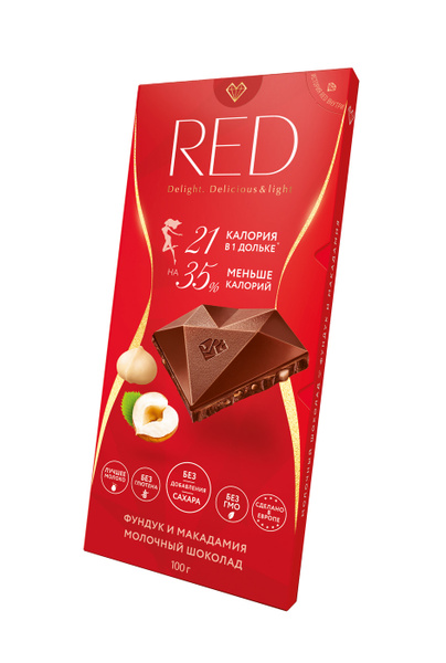 RED Delight Шоколад молочный с фундуком и макадамией, без сахара, 85 г ...
