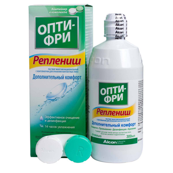 Раствор Опти-Фри Реплениш для контактных линз 300 мл + контейнер ...