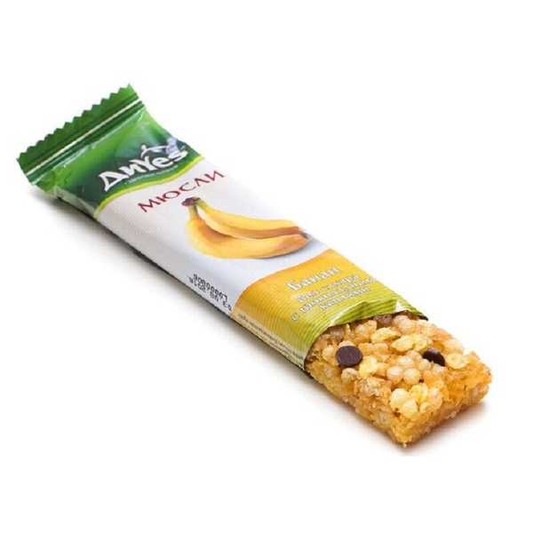 Батончик мюсли ДиYes банан без сахара с шоколадными каплями 25гр ...
