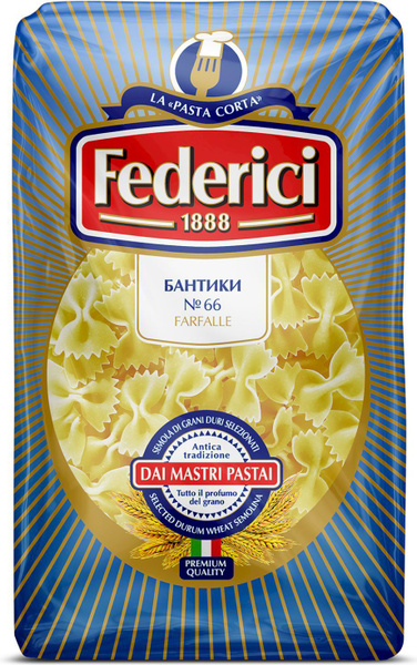 Характеристики Макаронные изделия Federici бантики Farfalle n.66, из ...