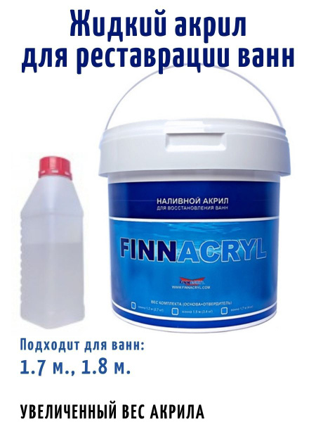 Жидкий акрил для ванн FINNACRYL акрил для реставрации ванны 1.7м. 1.8м ...