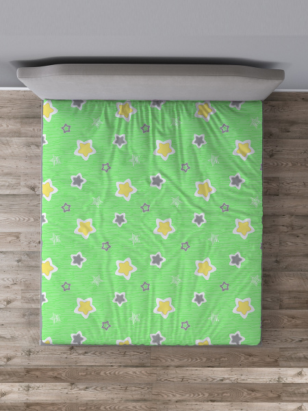 Простыня Галтекс Звездочки, 150x215, зеленый купить по низкой цене с ...