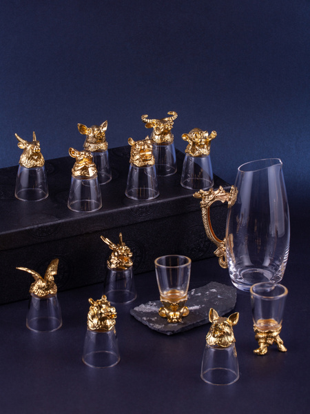 Рюмки перевертыши подарочные стопки для водки набор ..Короб.13предметов ...