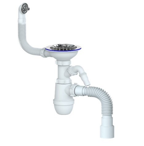 Сифон для каменной мойки Unicorn SМ1VP 3.1/2"х40 с круглым переливом и ...