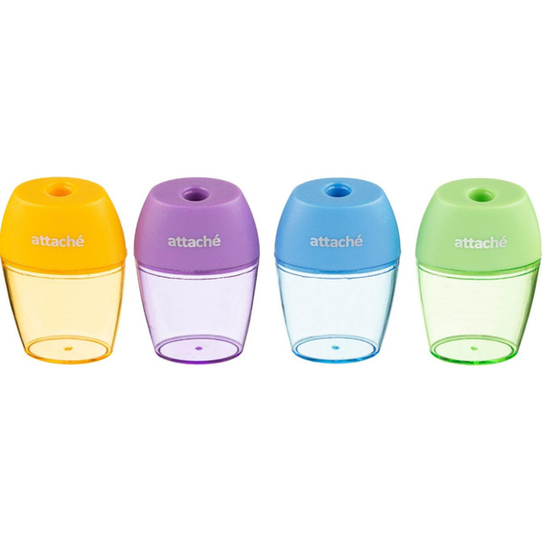 Точилка Attache Bright Colours 1 отв., цветной контейнер, ассорти ...