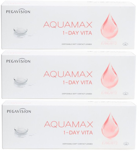 PEGAVISION Aquamax 1-Day Vita -3.00 / 14.0 / 8.6, 90 штук (3 пачки по ...