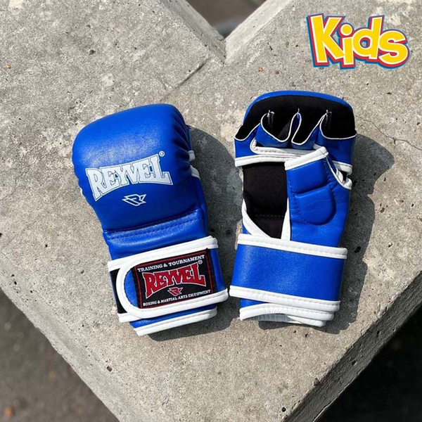 Перчатки для единоборств Reyvel, S, Искусственная кожа, синий по низкой ...