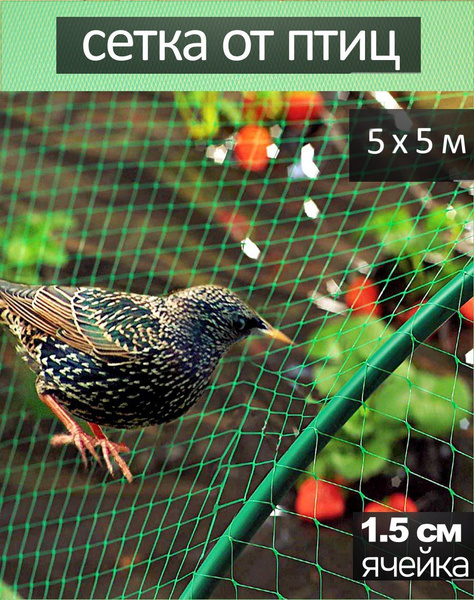  садовая пластиковая для защиты урожая от птиц 5х5м, сетка .