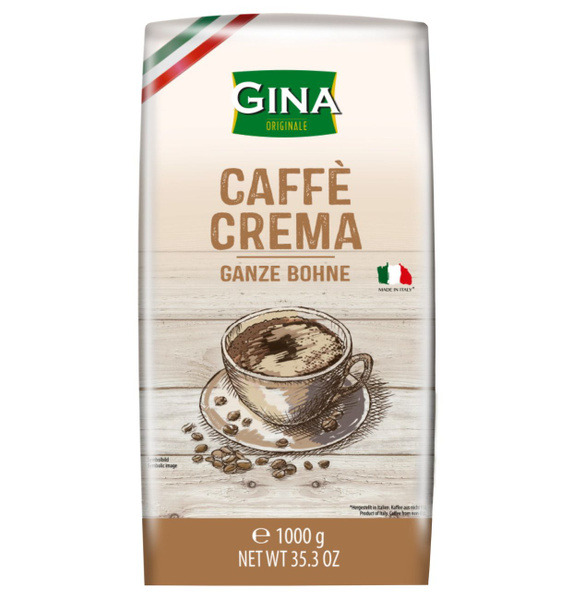 Кофе жареный в зернах Gina Caffe Crema, 1 кг - купить с доставкой по ...