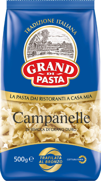 Макароны GRAND DI PASTA Campanelle Колокольчики высший сорт, 500 г - 5 ...