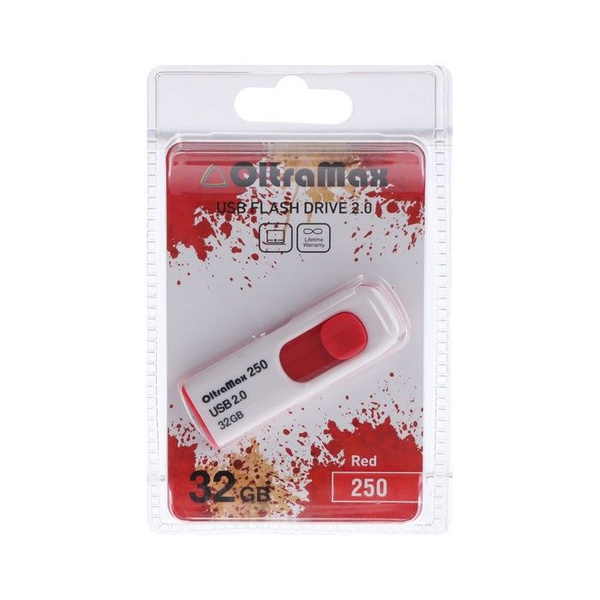 Флешка OltraMax 250, 32 Гб, USB2.0, чт до 15 Мб/с, зап до 8 Мб/с ...