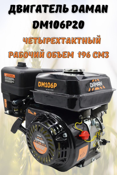 Двигатель бензиновый DAMAN DM106P20 (6,5лс; диаметр 20мм, длина вала ...