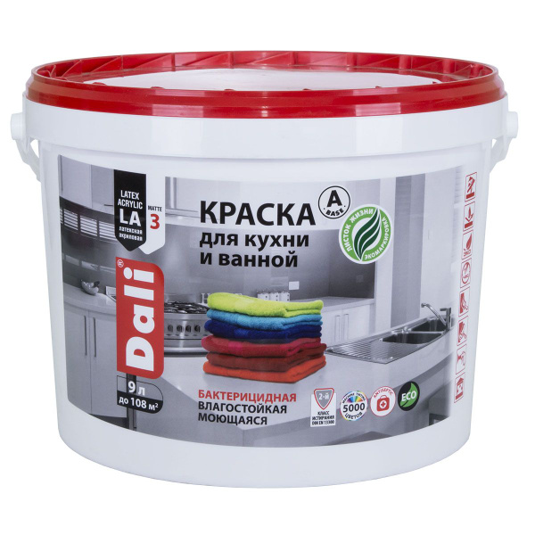 Краска DALI для кухни и ванной акриловая моющаяся Гладкая, Акриловая ...