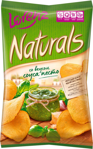 Чипсы картофельные LORENZ Naturals cо вкусом соуса песто, 100 г - 5 шт ...