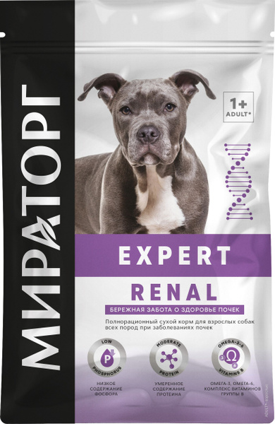 Корм Мираторг Expert Renal для собак, при заболеваниях почек, 1.5 кг ...