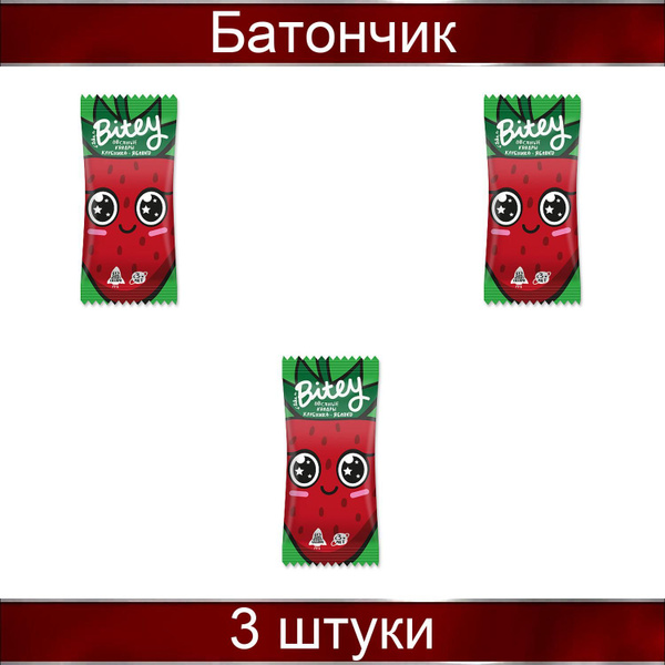 Батончик овсяно-фруктовый "Яблоко-Клубника" 3 штуки по 30 грамм, Bite ...