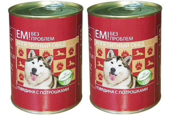 Консервы для собак Ем Без Проблем говядина с потрошками, 1940 грамм ...