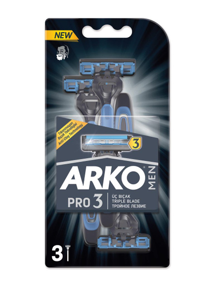 Одноразовый бритвенный станок ARKO Men Pro 3, тройное лезвие, 3 шт ...