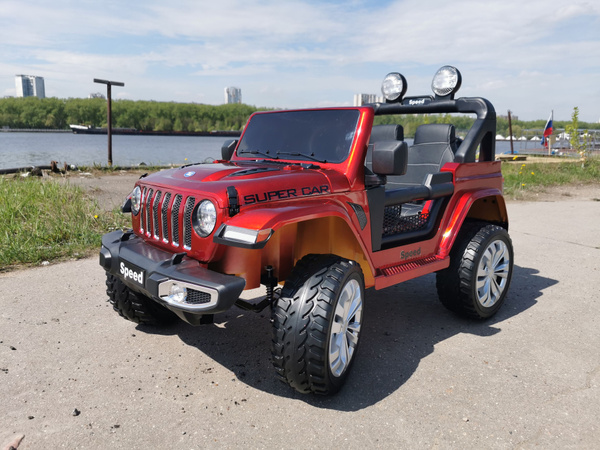 Детский электромобиль с пультом ДУ Джип Jeep Rubicon 5016 4WD красный ...