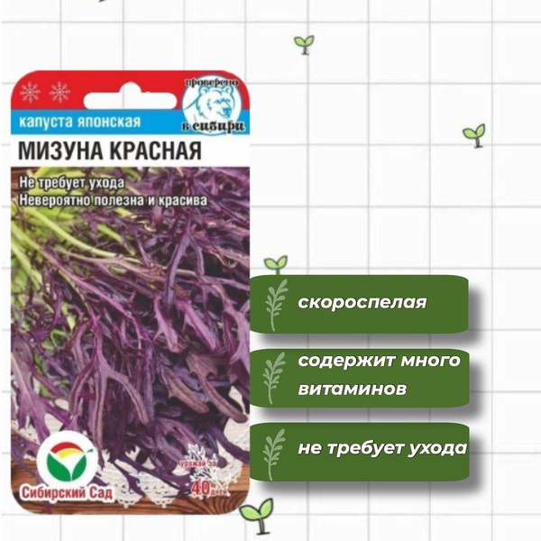 Капуста Сибирский сад СибСадКапуста_1_Японская Мизуна Красная - купить ...