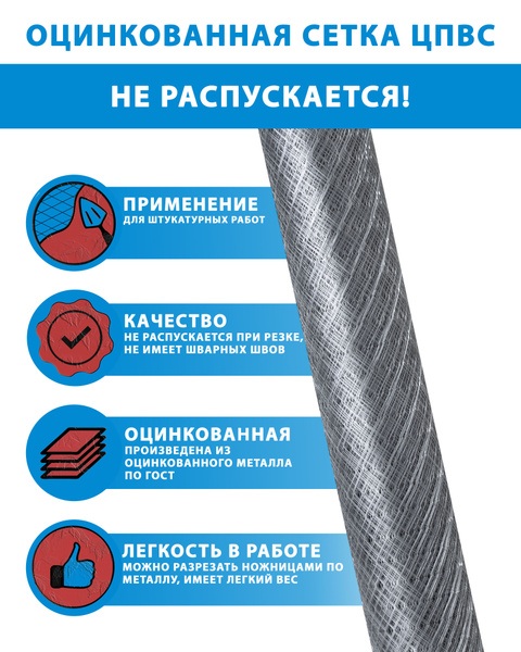 Сетка штукатурная яч.20х20мм (25 метров). ЦПВС, металлическая ...