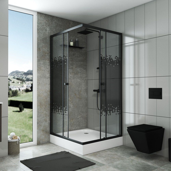 Душевой уголок Niagara Eco NG-009-14Q black с поддоном, стеклянный ...